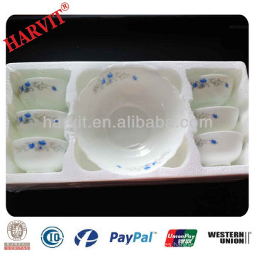 Nuevo 2014 Dubai Wholesale Market 7PC Esmalte Barato Opaleware Tazones de Cristal Sets con Decal Lunch Box Stock para la venta